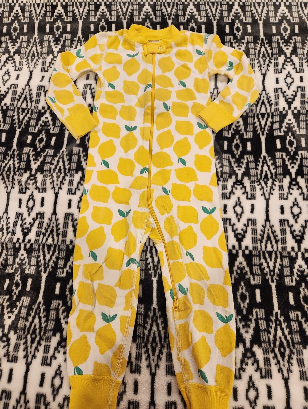 Hanna Andersson Yellow Lemon Print One-Piece Pajamas, Size 3T